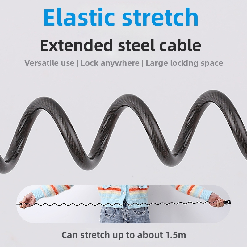 Kodo kabelių užraktas šalmams ir bagažui — skaitmeninis užraktas, cinko lydinio plieninis kabelis, Model Code Cable Lock, Šiuolaikinis minimalistinis stilius