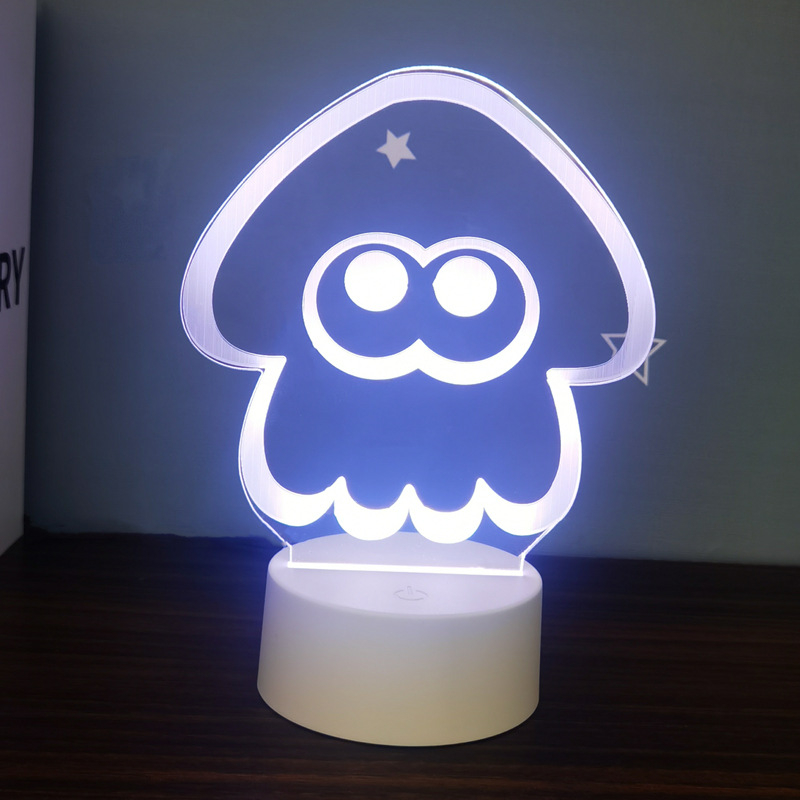 3D polip alakú éjjeli lámpa, akril árnyékolóval, érintéses kapcsolóval, konnektoros tápellátás