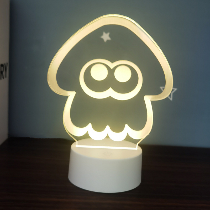 3D polip alakú éjjeli lámpa, akril árnyékolóval, érintéses kapcsolóval, konnektoros tápellátás