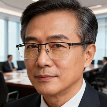 Uniszex olvasószemüveg progresszív többfokú lencsékkel, anti-kékfény és anti-radiációs lencsékkel, közel- és távolnézethez, félkeretes fém keret, PC lencsék