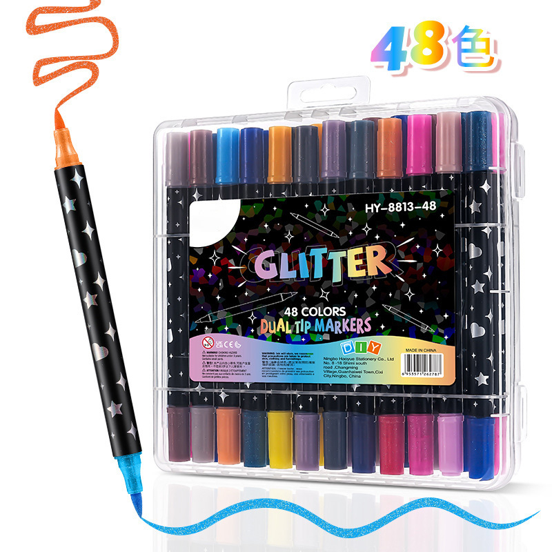 Kétfejű glitteres marker fluoreszkáló tintával akvarellhez