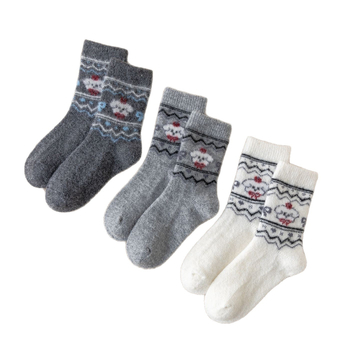 Șosete pentru copii din lână, groase pentru toamnă-iarna, lungime tibie medie, imprimeu cu cățeluș și broderie în stil coreean, unisex, pentru vârsta 3–8 ani