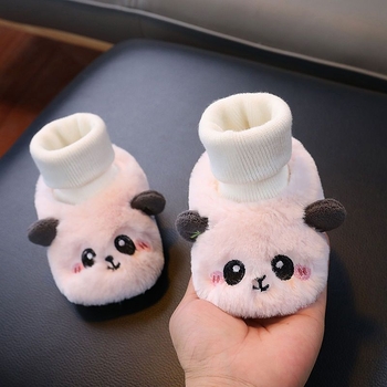 Обувки за проходилки с памучен горен материал, кадифена подплата и усилена защита на крака, неплъзгаща се мека подметка, унисекс, за възраст 6–12 месеца