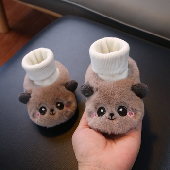 Обувки за проходилки с памучен горен материал, кадифена подплата и усилена защита на крака, неплъзгаща се мека подметка, унисекс, за възраст 6–12 месеца