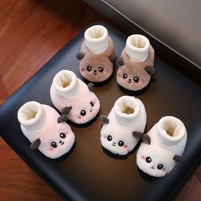 Обувки за проходилки с памучен горен материал, кадифена подплата и усилена защита на крака, неплъзгаща се мека подметка, унисекс, за възраст 6–12 месеца