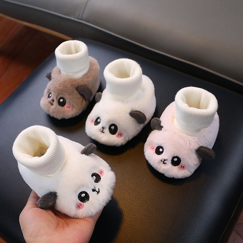 Обувки за проходилки с памучен горен материал, кадифена подплата и усилена защита на крака, неплъзгаща се мека подметка, унисекс, за възраст 6–12 месеца