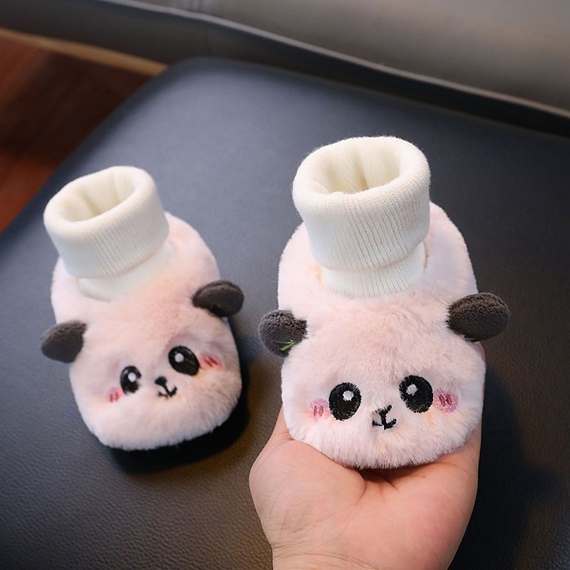 Обувки за проходилки с памучен горен материал, кадифена подплата и усилена защита на крака, неплъзгаща се мека подметка, унисекс, за възраст 6–12 месеца