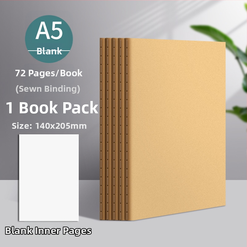 Poznámkový blok s kraftovým obalom, šité viazanie, papier 75 g, 50–100 strán, nostalgický retro štýl