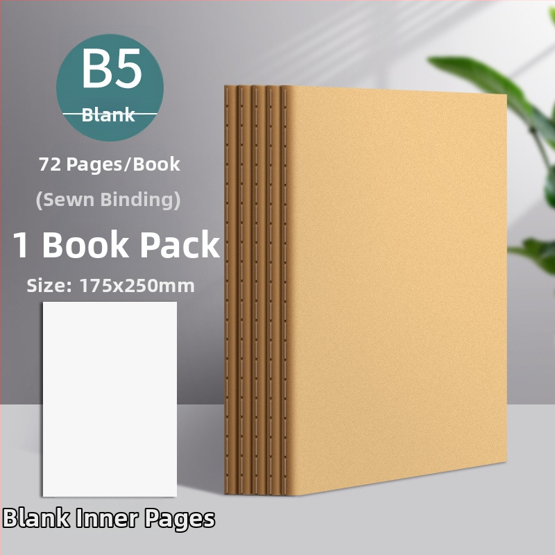 Poznámkový blok s kraftovým obalom, šité viazanie, papier 75 g, 50–100 strán, nostalgický retro štýl