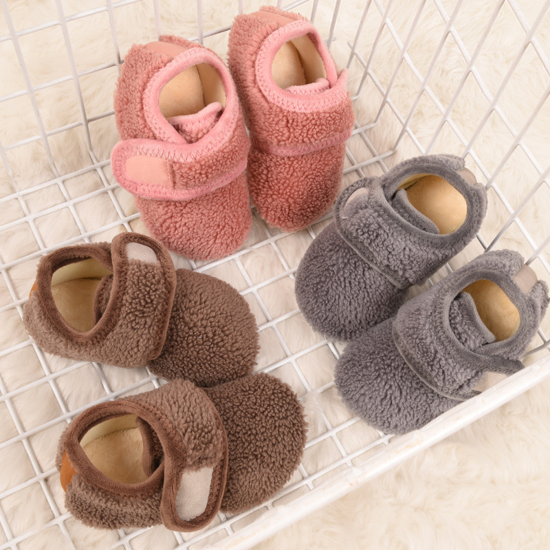 Dječje kućne čarape za pod s protukliznom mekanom potplatom, Velcro zatvarač, tople za jesen i zimu, unisex