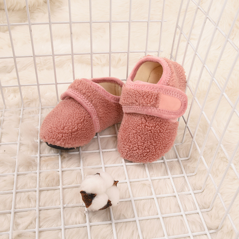 Dječje kućne čarape za pod s protukliznom mekanom potplatom, Velcro zatvarač, tople za jesen i zimu, unisex