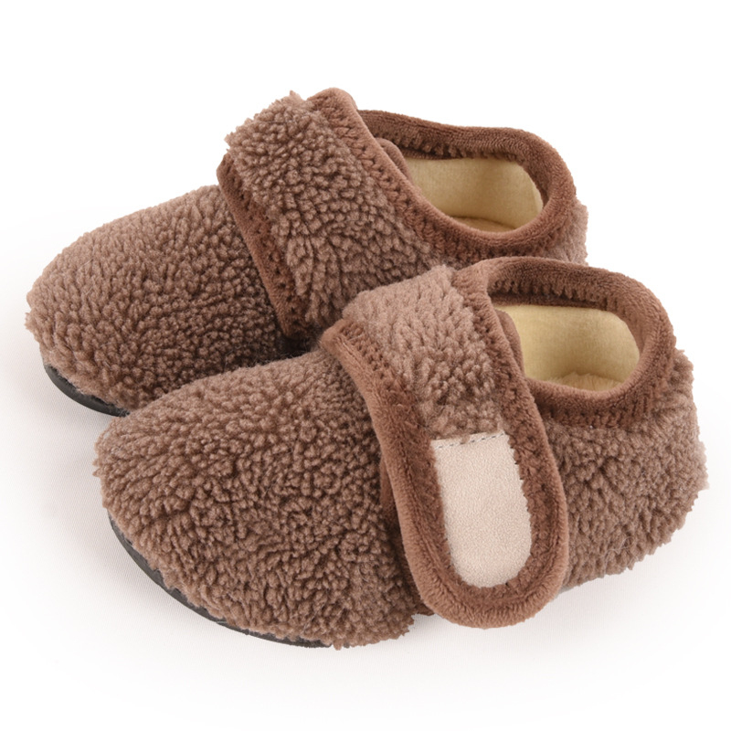Dječje kućne čarape za pod s protukliznom mekanom potplatom, Velcro zatvarač, tople za jesen i zimu, unisex