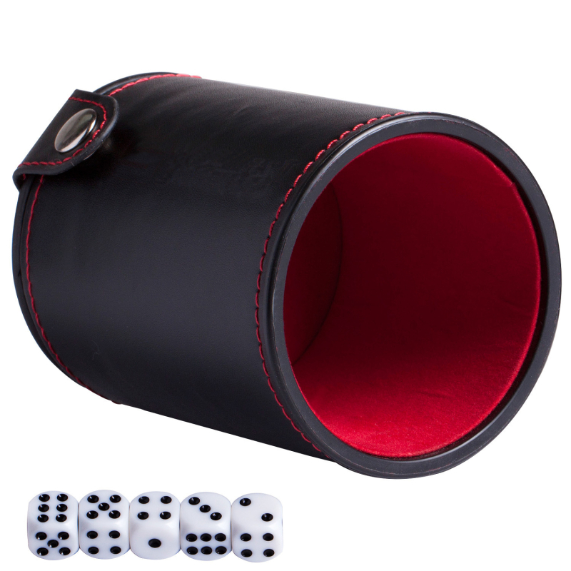 Set de cupe pentru zaruri din piele PU, cu amortizor de zgomot – cupe cu formă pătrată, căptușite cu catifea, cutie cu 100 de bucăți