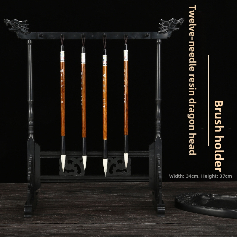 Medinis laikiklis plunksnos ir rašikliui su pūķo galva, kaligrafijai, 12/14/16‑pin, Studijų komplektas Keturi lobiai, pritaikomas