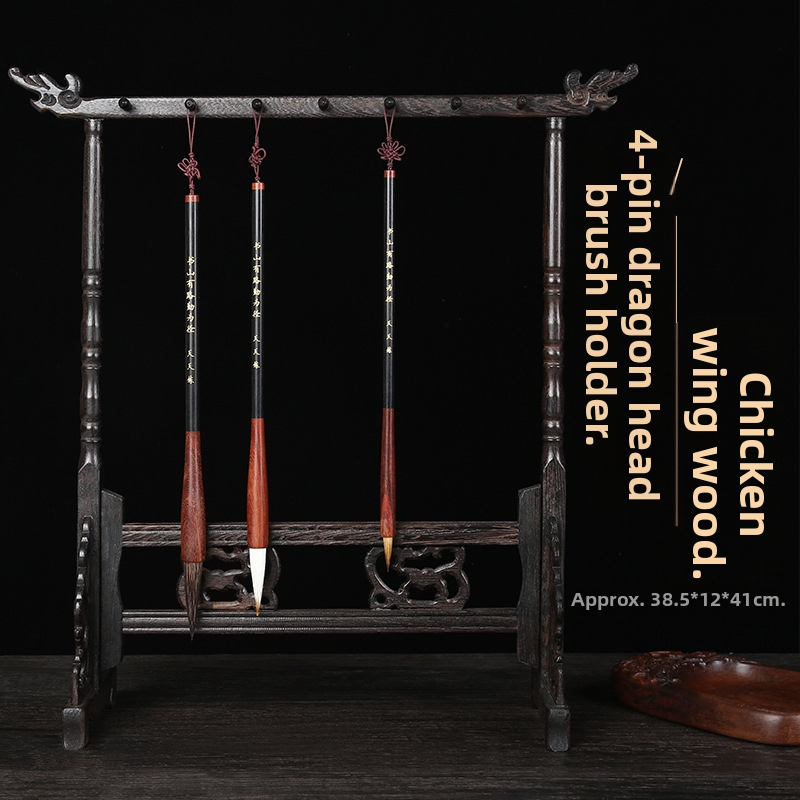 Medinis laikiklis plunksnos ir rašikliui su pūķo galva, kaligrafijai, 12/14/16‑pin, Studijų komplektas Keturi lobiai, pritaikomas