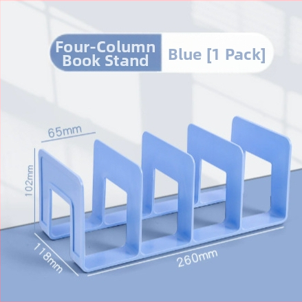 Plastikinis vertikalus failų laikiklis su keturiais skyreliais biurui