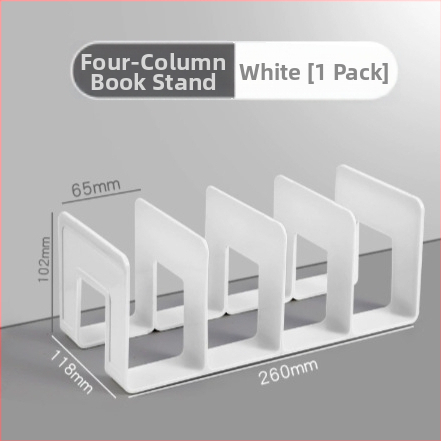 Plastikinis vertikalus failų laikiklis su keturiais skyreliais biurui