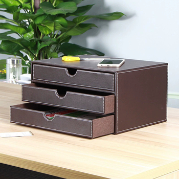 Dulap pentru fișiere din piele, cu 3 sertare, marca Ming ruiji, spațiere între niveluri de 6 cm