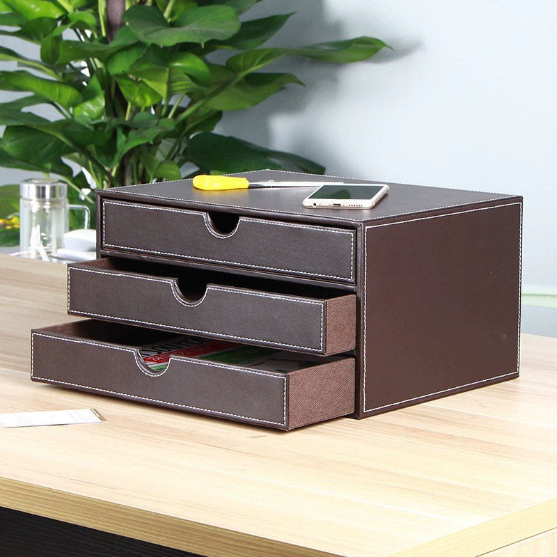 Dulap pentru fișiere din piele, cu 3 sertare, marca Ming ruiji, spațiere între niveluri de 6 cm