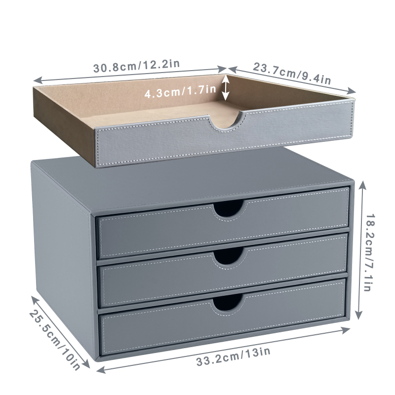 Dulap pentru fișiere din piele, cu 3 sertare, marca Ming ruiji, spațiere între niveluri de 6 cm