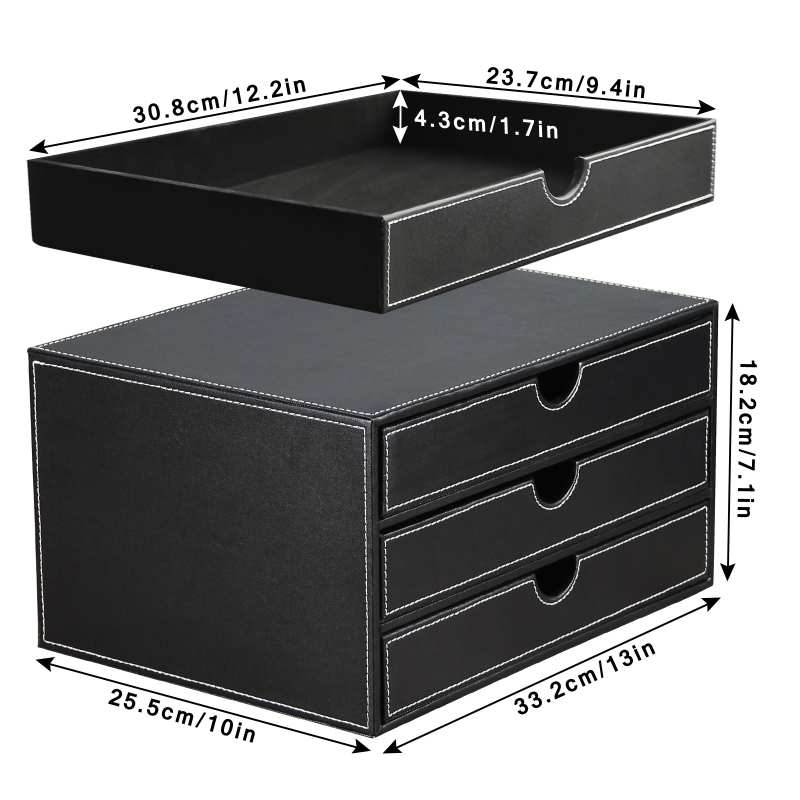 Dulap pentru fișiere din piele, cu 3 sertare, marca Ming ruiji, spațiere între niveluri de 6 cm
