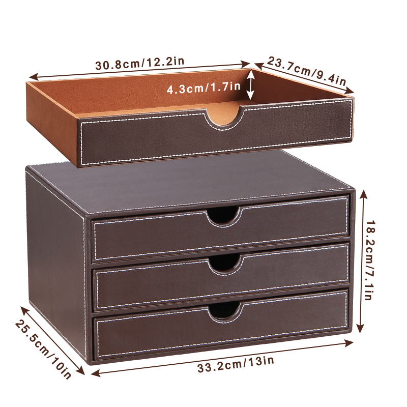 Dulap pentru fișiere din piele, cu 3 sertare, marca Ming ruiji, spațiere între niveluri de 6 cm