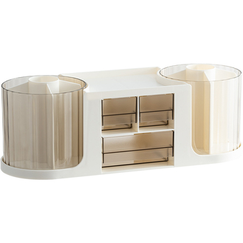 Suport pentru pixuri cu capacitate mare, sertar, spațiu dublu rotativ, organizator circular pentru birou în design lux discret