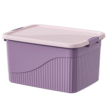 Plastikinė saugyklos dėžė su dangčiu - PP medžiaga, dryžuotas dizainas, nešiojama, talpa 10-20 L