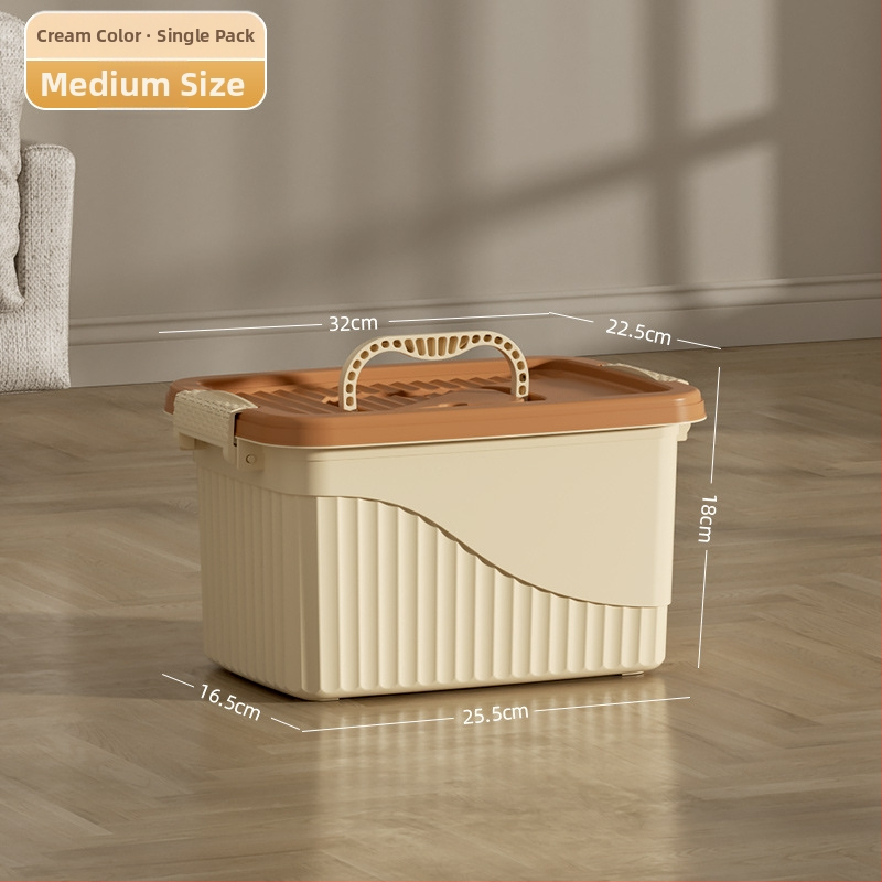 Plastikinė saugyklos dėžė su dangčiu - PP medžiaga, dryžuotas dizainas, nešiojama, talpa 10-20 L