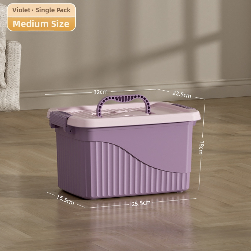 Plastikinė saugyklos dėžė su dangčiu - PP medžiaga, dryžuotas dizainas, nešiojama, talpa 10-20 L