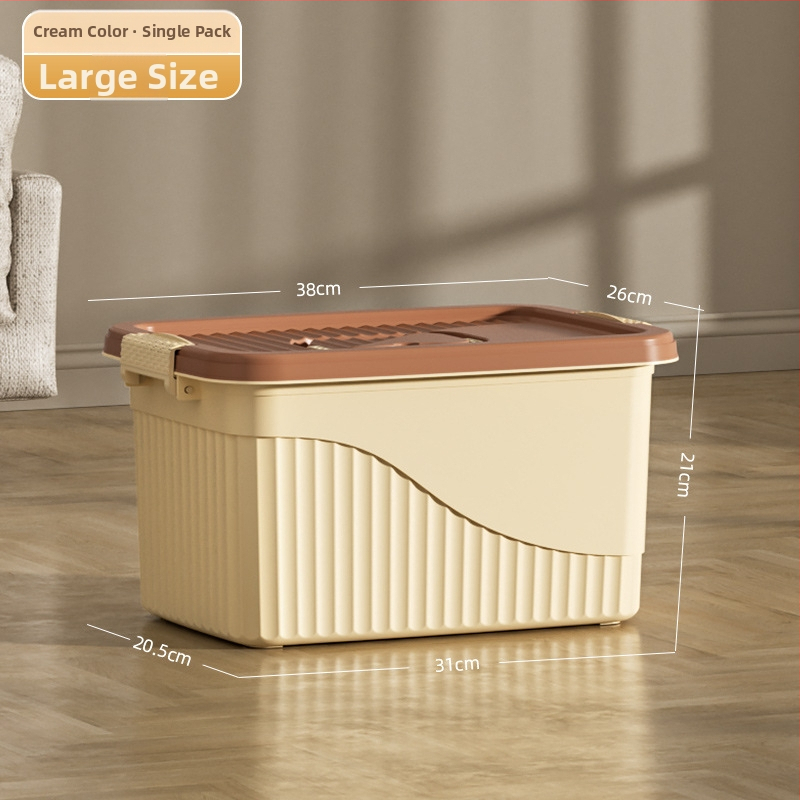 Plastikinė saugyklos dėžė su dangčiu - PP medžiaga, dryžuotas dizainas, nešiojama, talpa 10-20 L