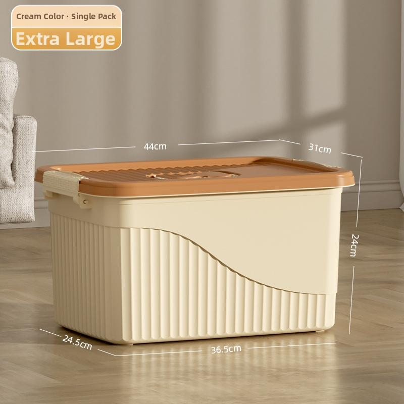 Plastikinė saugyklos dėžė su dangčiu - PP medžiaga, dryžuotas dizainas, nešiojama, talpa 10-20 L