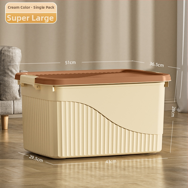 Plastikinė saugyklos dėžė su dangčiu - PP medžiaga, dryžuotas dizainas, nešiojama, talpa 10-20 L