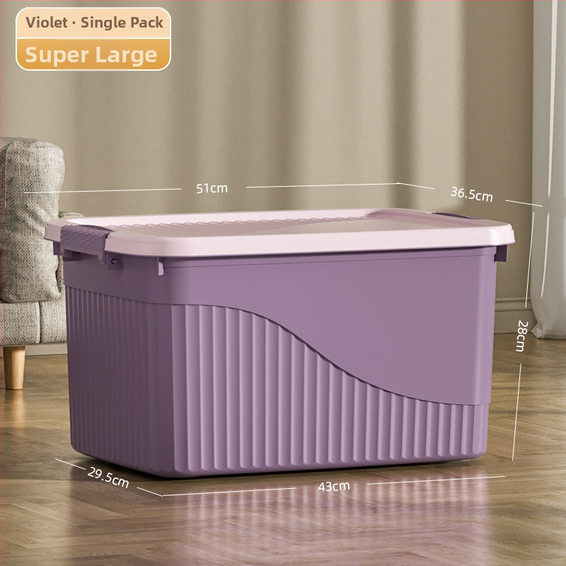 Plastikinė saugyklos dėžė su dangčiu - PP medžiaga, dryžuotas dizainas, nešiojama, talpa 10-20 L