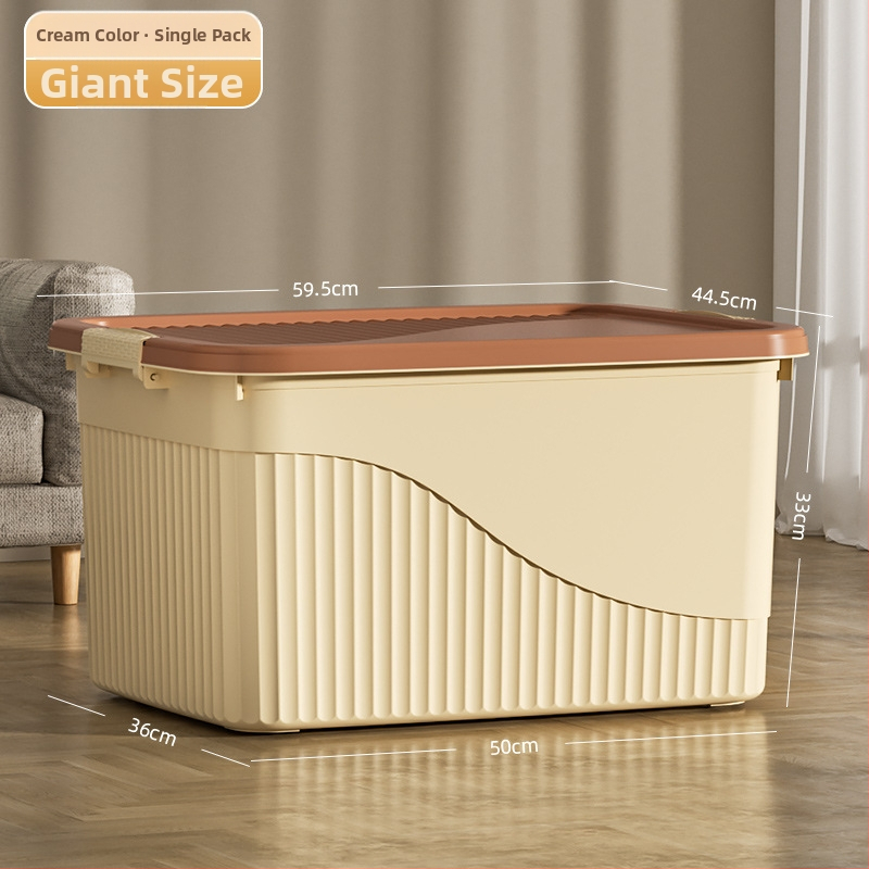 Plastikinė saugyklos dėžė su dangčiu - PP medžiaga, dryžuotas dizainas, nešiojama, talpa 10-20 L