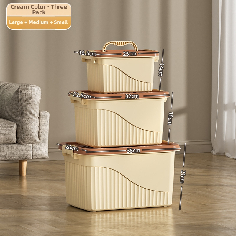 Plastikinė saugyklos dėžė su dangčiu - PP medžiaga, dryžuotas dizainas, nešiojama, talpa 10-20 L