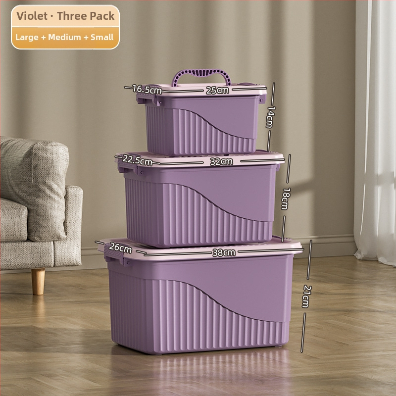 Plastikinė saugyklos dėžė su dangčiu - PP medžiaga, dryžuotas dizainas, nešiojama, talpa 10-20 L