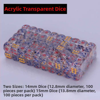 Täringud - akrüül, kuue külgsed, filet stiil