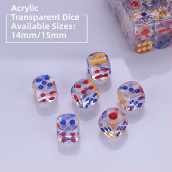 Täringud - akrüül, kuue külgsed, filet stiil