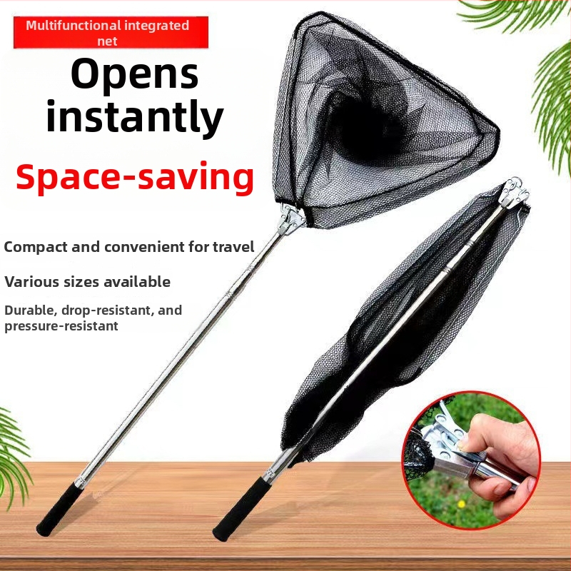 Kokkupandav teleskoopvõrgukomplekt kalapüügiks, roostevabast terasest, peen võrk, kokkupandav, koormus 1000 g
