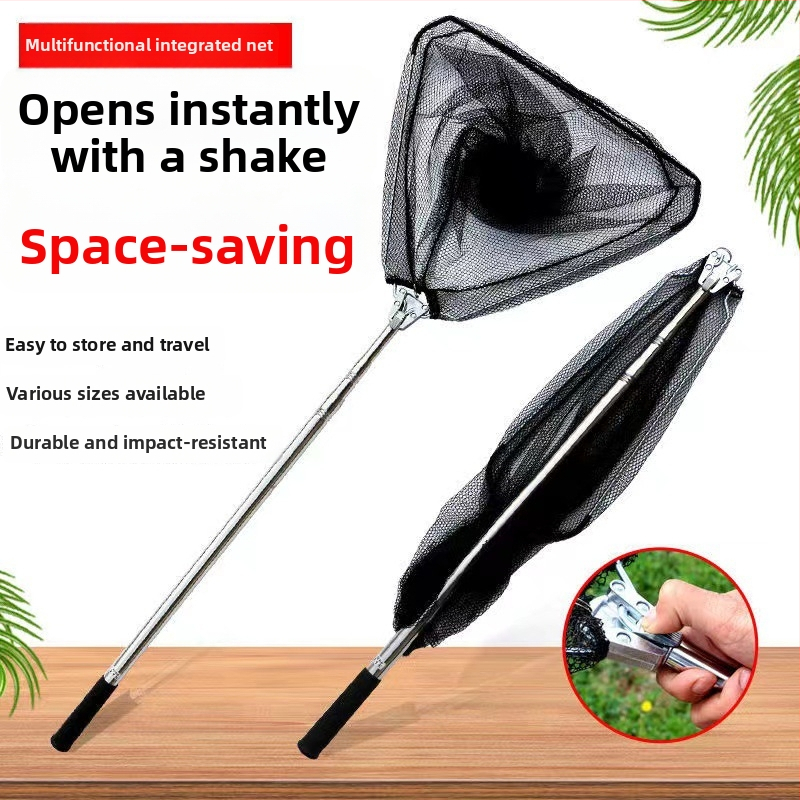 Kokkupandav teleskoopvõrgukomplekt kalapüügiks, roostevabast terasest, peen võrk, kokkupandav, koormus 1000 g