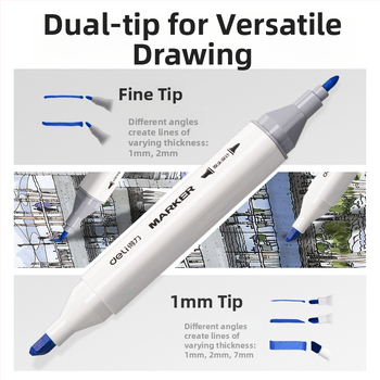 Deli HM389 Kahekordne marker suure mahutavusega reservuaariga, kiiresti kuivanud õlipõhine ning akvarelliefektiga