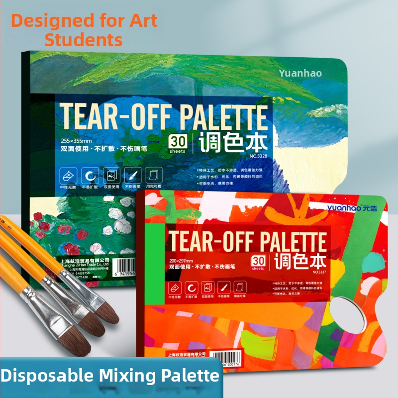 Papierová paleta na miešanie pigmentov – obojstranná, ľahko trhajúca sa, jednorázová, pre študentov umenia