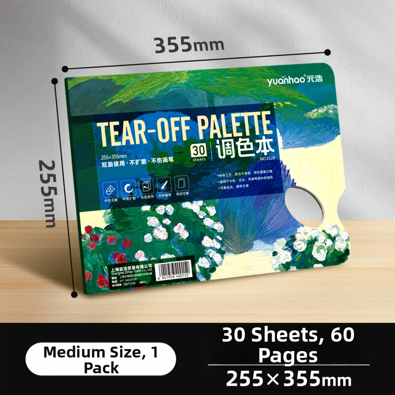 Papierová paleta na miešanie pigmentov – obojstranná, ľahko trhajúca sa, jednorázová, pre študentov umenia