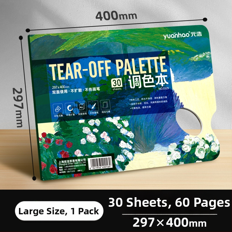 Papierová paleta na miešanie pigmentov – obojstranná, ľahko trhajúca sa, jednorázová, pre študentov umenia