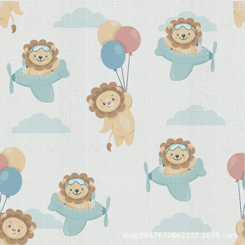 Gaze dublă din bambus-pamuk cu imprimare digitală în carouri pentru bebeluși; 70% bambus, 30% bumbac; imprimare cu pigmenți ecologici; potrivită pentru pijama și haine de casă