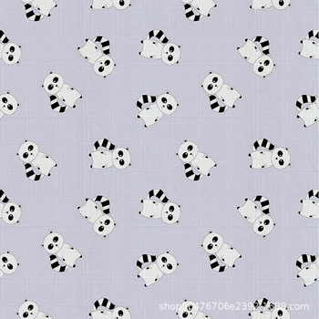 Gaze dublă din bambus-pamuk cu imprimare digitală în carouri pentru bebeluși; 70% bambus, 30% bumbac; imprimare cu pigmenți ecologici; potrivită pentru pijama și haine de casă