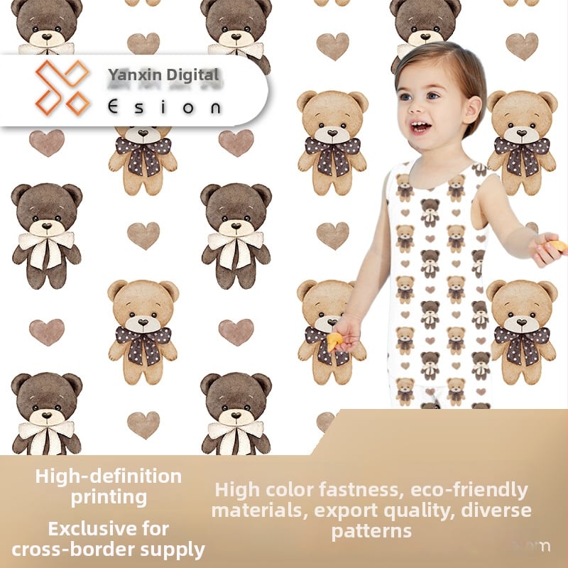 Gaze dublă din bambus-pamuk cu imprimare digitală în carouri pentru bebeluși; 70% bambus, 30% bumbac; imprimare cu pigmenți ecologici; potrivită pentru pijama și haine de casă