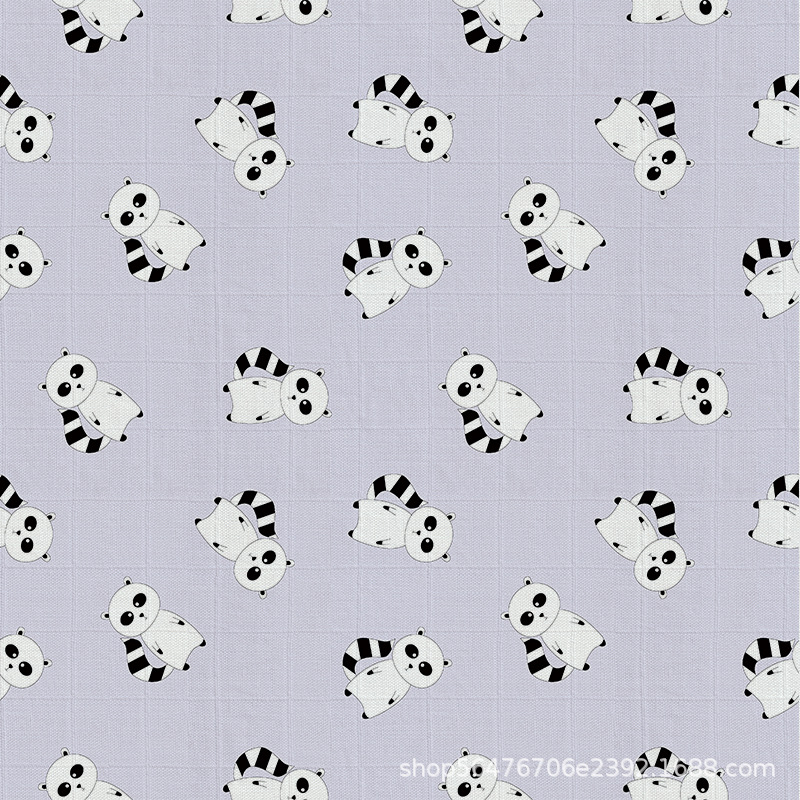 Gaze dublă din bambus-pamuk cu imprimare digitală în carouri pentru bebeluși; 70% bambus, 30% bumbac; imprimare cu pigmenți ecologici; potrivită pentru pijama și haine de casă