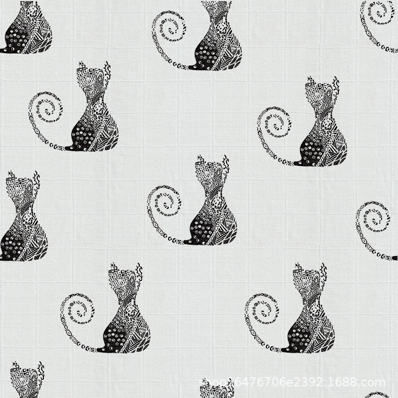 Gaze dublă din bambus-pamuk cu imprimare digitală în carouri pentru bebeluși; 70% bambus, 30% bumbac; imprimare cu pigmenți ecologici; potrivită pentru pijama și haine de casă